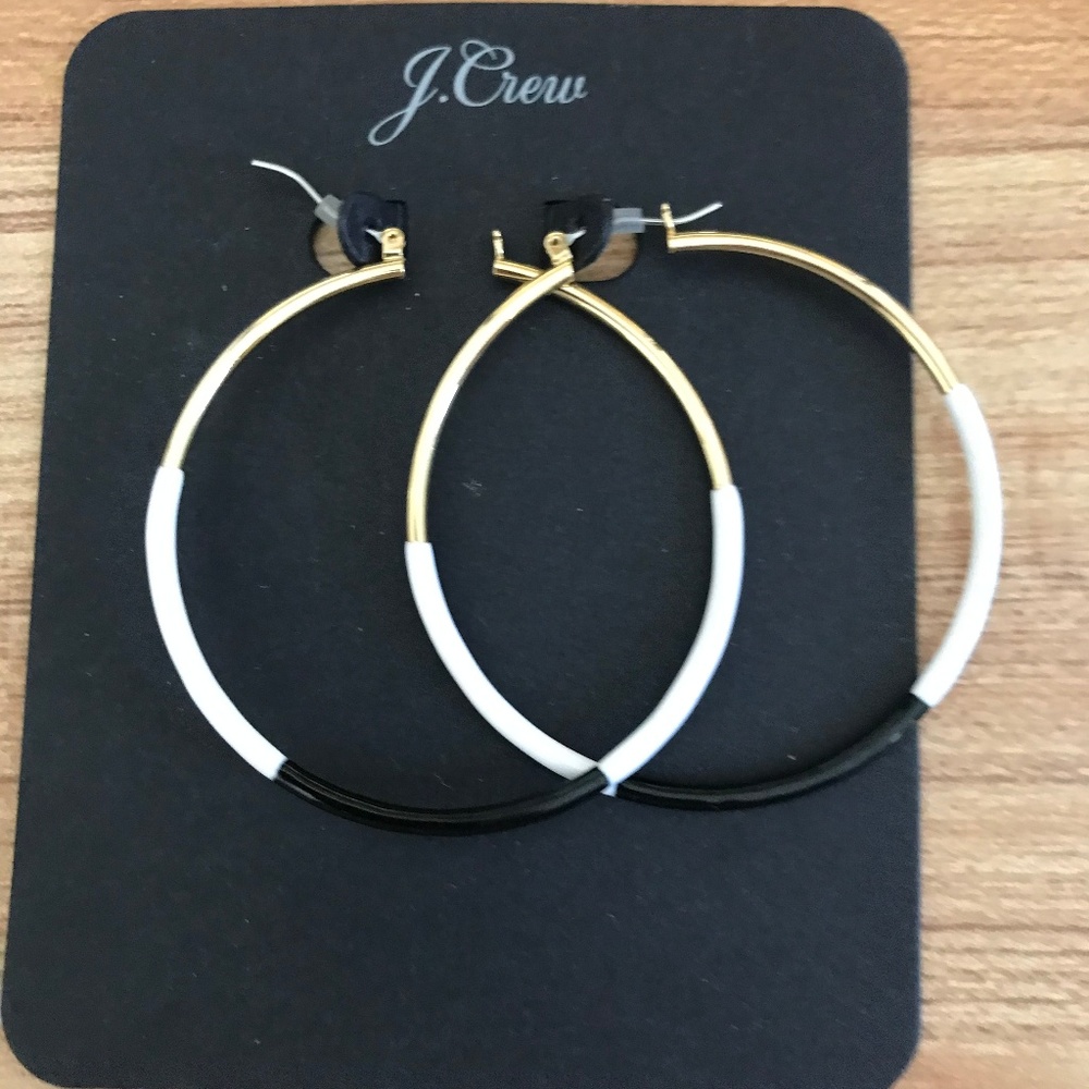 J Crew Hoops - Black White and Gold